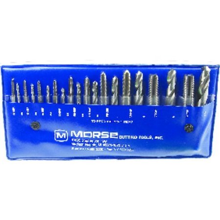 Morse Tap and Drill Set, Series 8001, ImperialMetric, 20 Piece, M3x05 to M12x175 Tap, 40 to 1764 Dr 37105